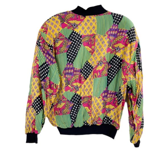 Vintage Carol Horn Workshop Bomber Jacket Multicolor Zip Up Long Sleeve Size S - Picture 5 of 5